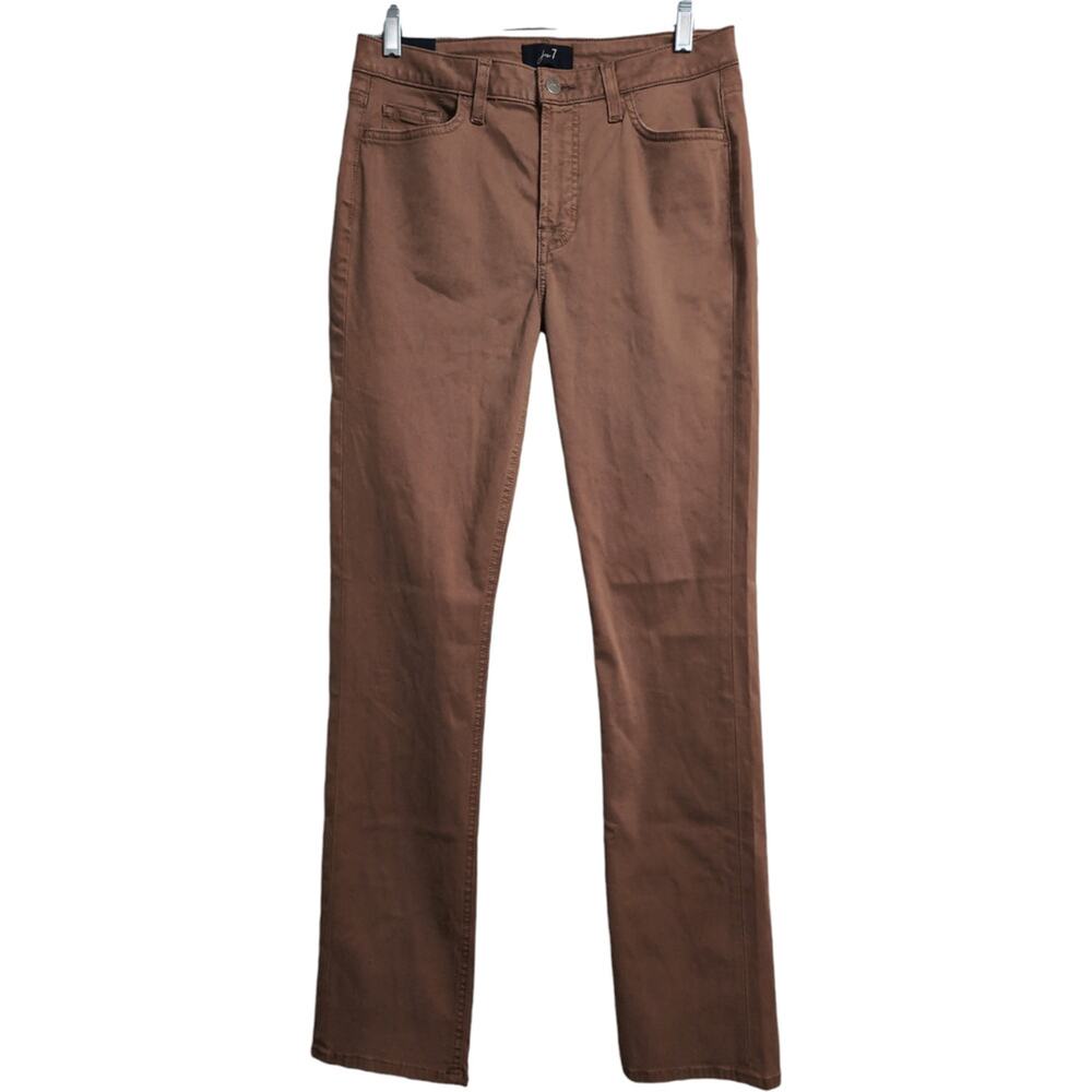 NWT Jen7 Brown Five Pocket Sateen Slim Straight Chinos Pants Size 8